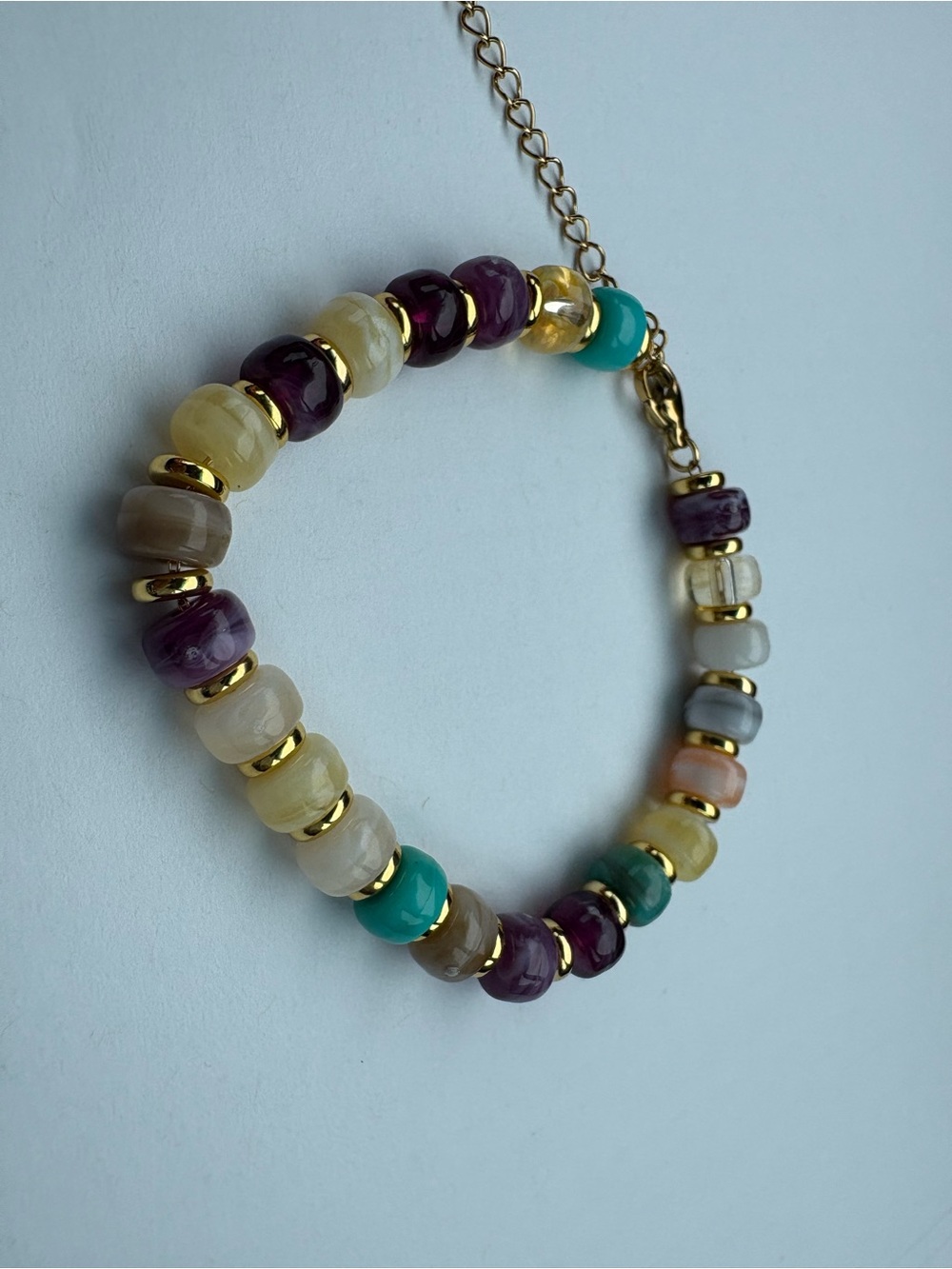301: Multicolor Bead and Gold-Accent Women's Bracelet